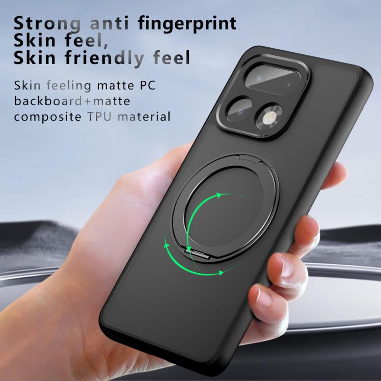 For Realme 16 Pro+ Armor Magnetic Holder PC Hybrid TPU Phone Case - Frosted Black