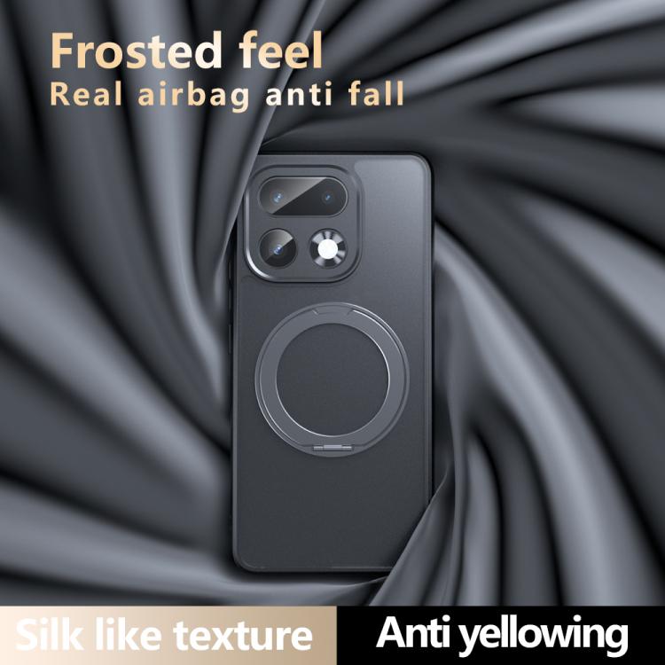 For Realme 16 Pro+ Armor Magnetic Holder PC Hybrid TPU Phone Case - Frosted Black