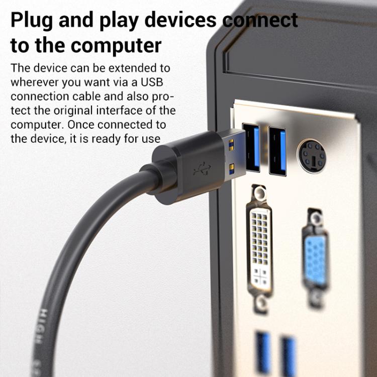 WG135 USB 3.0 Male to Male Bi-directional External Hard Drive Enclosure Data Cable, Length:1.5m - Black
