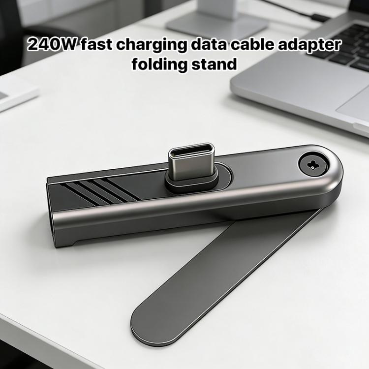 PD240W 2 in 1 Foldable Holder Type-C to Type-C Charging Adapter - Black