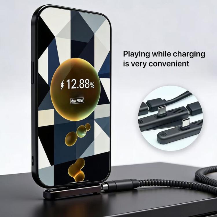 PD240W 2 in 1 Foldable Holder Type-C to Type-C Charging Adapter - Black