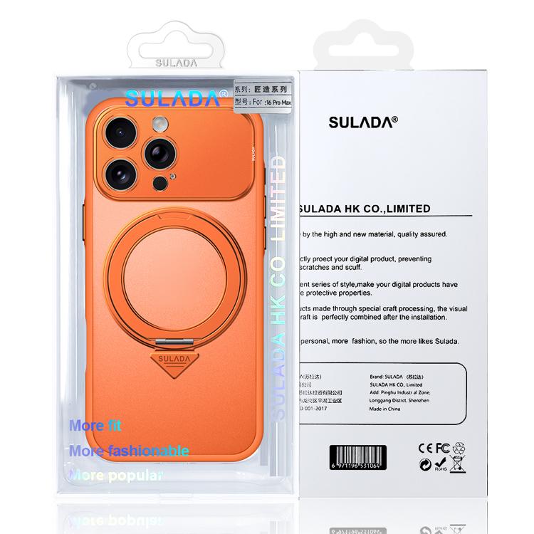 For iPhone 16 Pro SULADA Transforms Into 17 Pro Semi-Transparent Matte Rotation Magnetic Holder Phone Case