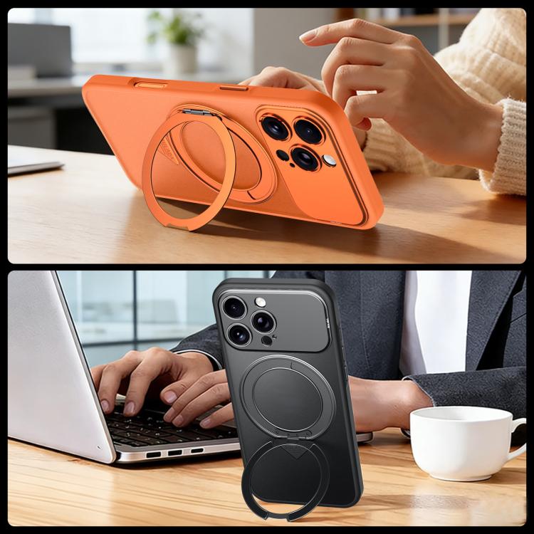 For iPhone 16 Pro SULADA Transforms Into 17 Pro Semi-Transparent Matte Rotation Magnetic Holder Phone Case