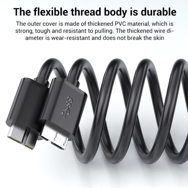 WG137 USB 3.0 Male to Micro-B Male External Hard Drive Enclosure Data Cable, Length:0.5m - Black