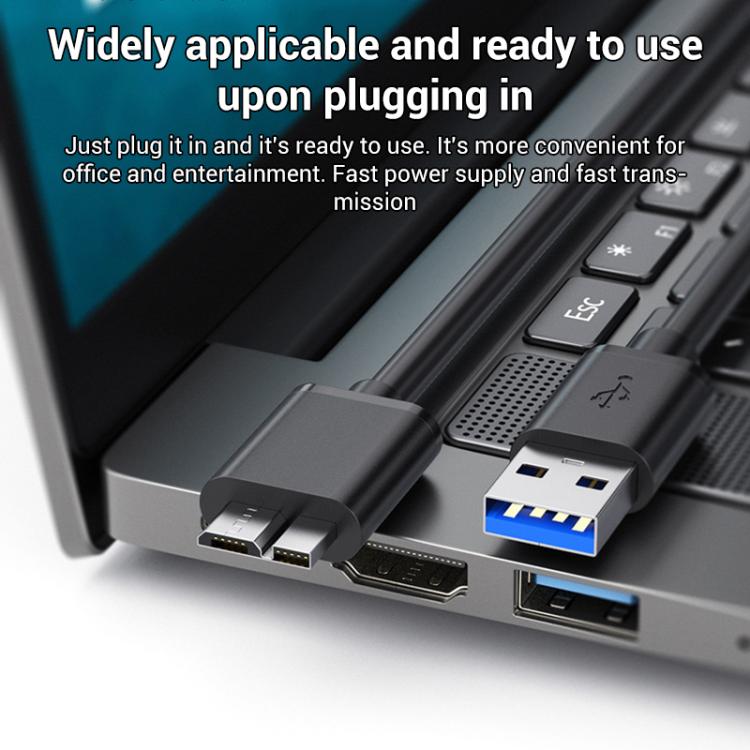 WG137 USB 3.0 Male to Micro-B Male External Hard Drive Enclosure Data Cable, Length:1.5m - Black