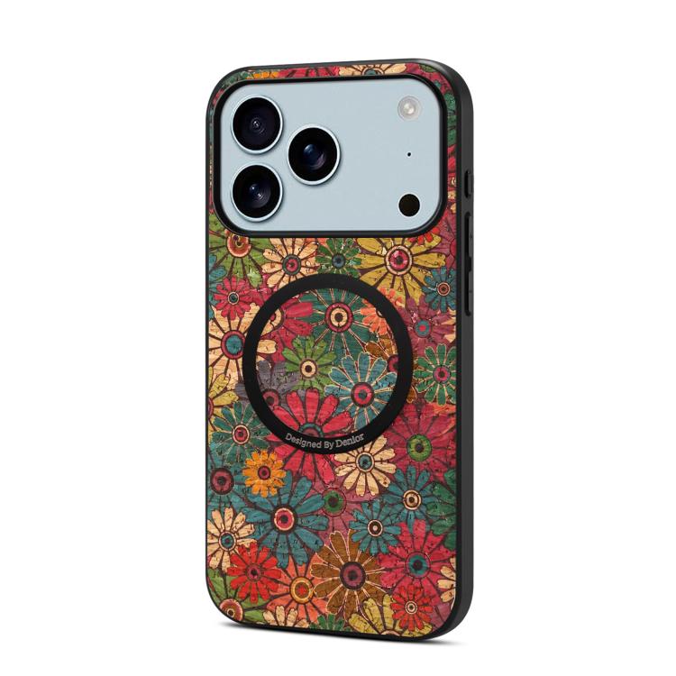 For iPhone 17 Pro Max Denior A07 Flower Language Series Magnetic Vegan Leather Phone Case