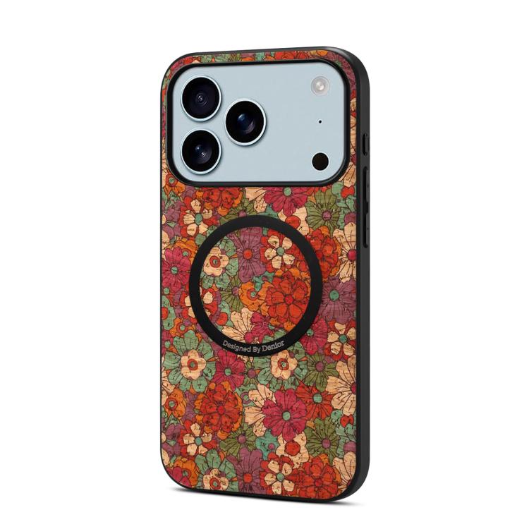 For iPhone 17 Pro Max Denior A07 Flower Language Series Magnetic Vegan Leather Phone Case