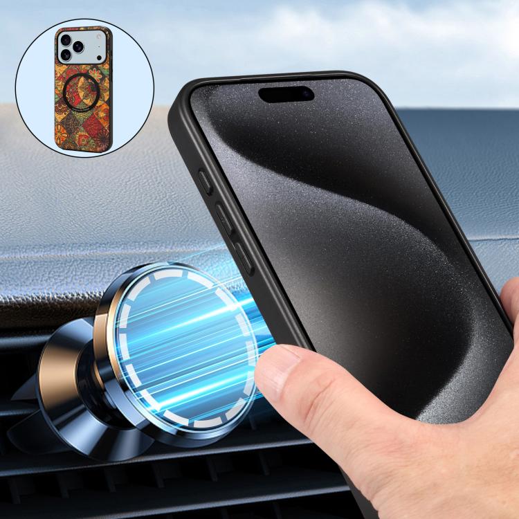 For iPhone 17 Pro Max Denior A07 Flower Language Series Magnetic Vegan Leather Phone Case