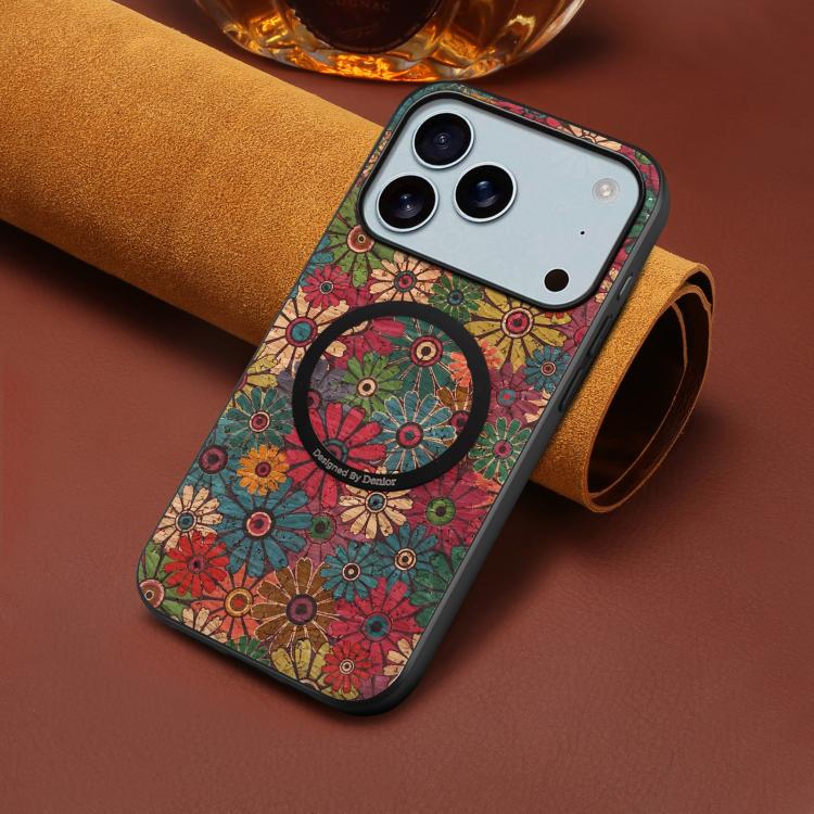 For iPhone 17 Pro Denior A07 Flower Language Series Magnetic Vegan Leather Phone Case