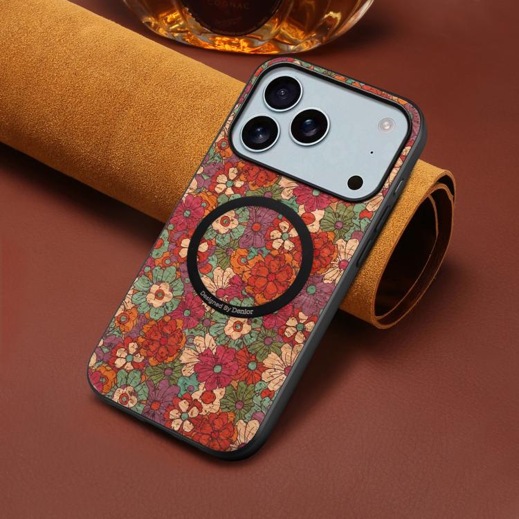 For iPhone 17 Pro Denior A07 Flower Language Series Magnetic Vegan Leather Phone Case