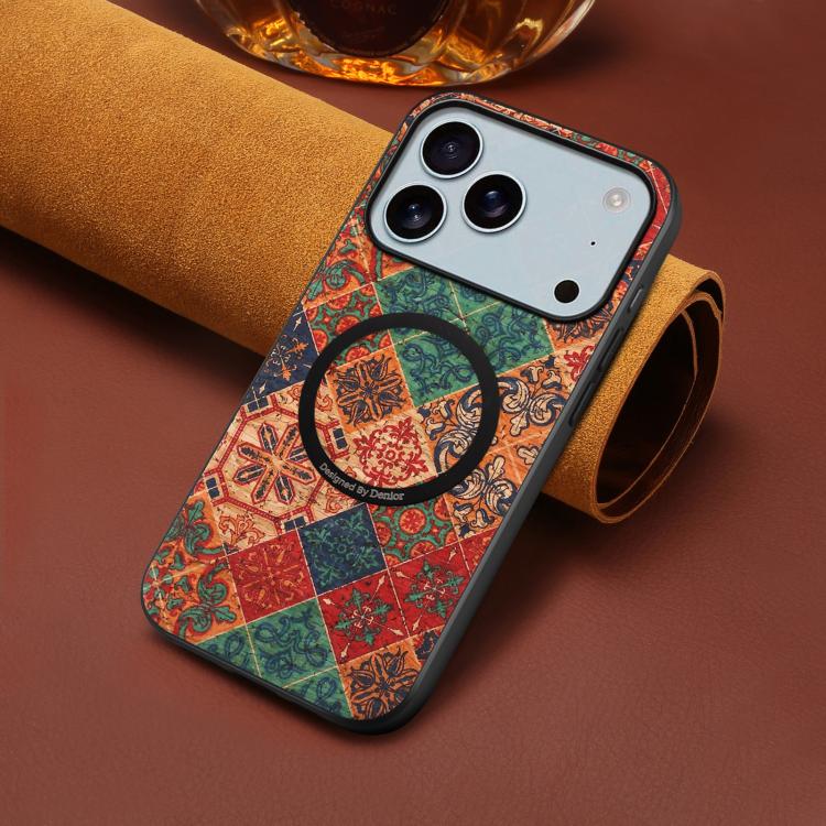 For iPhone 17 Pro Denior A07 Flower Language Series Magnetic Vegan Leather Phone Case