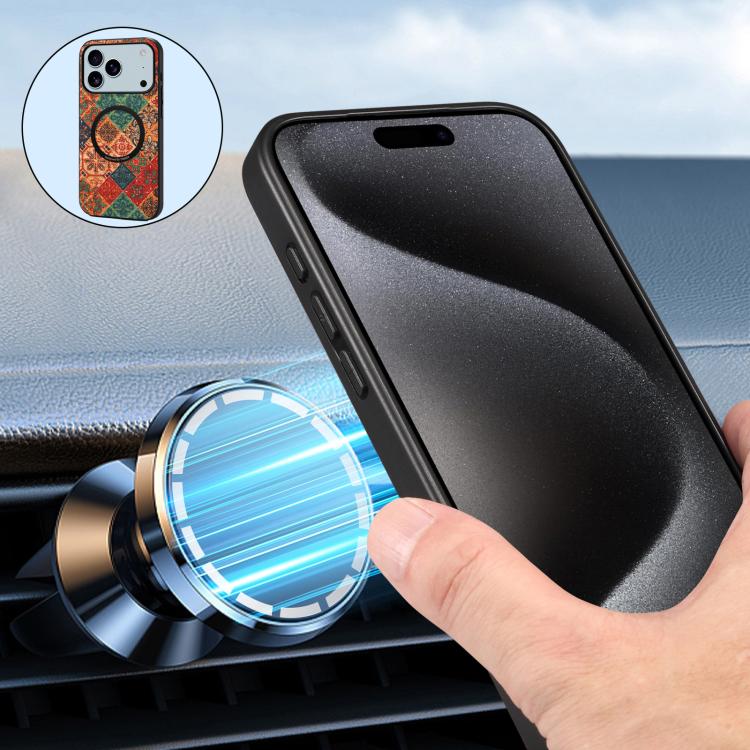 For iPhone 17 Pro Denior A07 Flower Language Series Magnetic Vegan Leather Phone Case