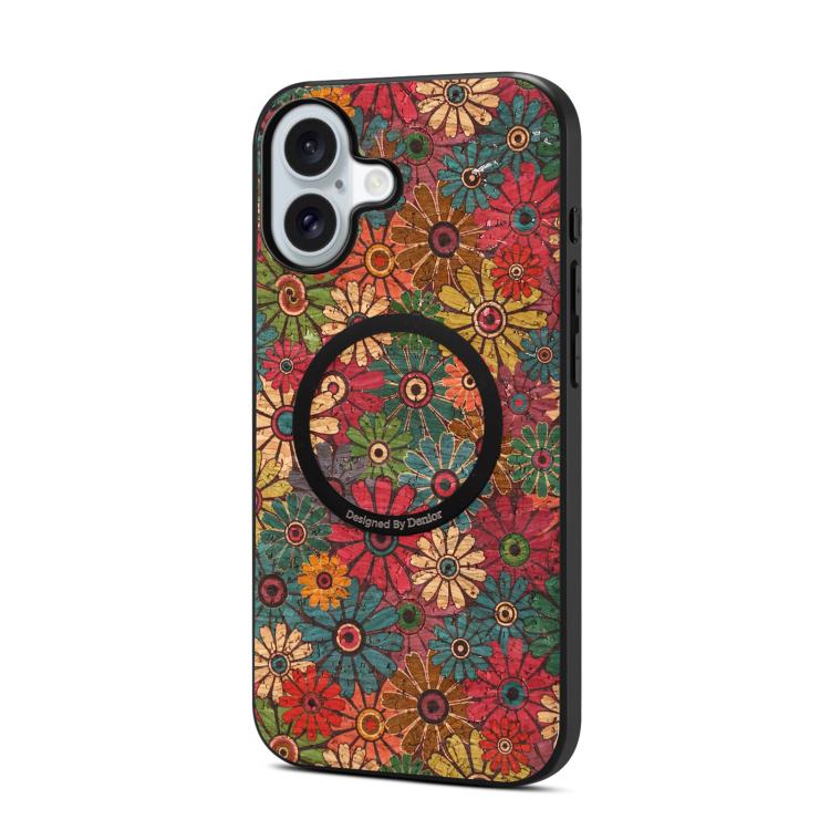 For iPhone 17 Denior A07 Flower Language Series Magnetic Vegan Leather Phone Case