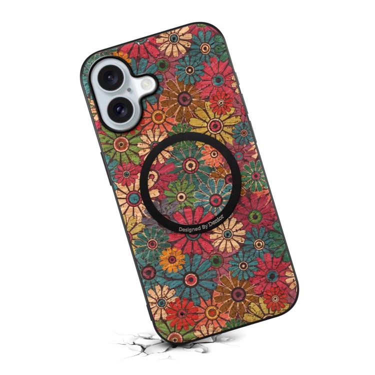 For iPhone 17 Denior A07 Flower Language Series Magnetic Vegan Leather Phone Case