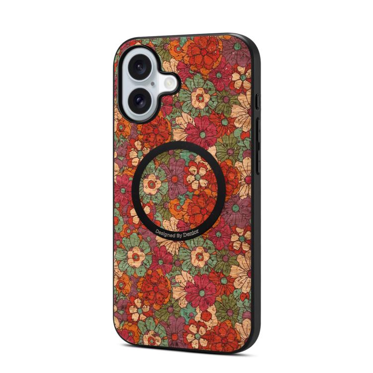 For iPhone 17 Denior A07 Flower Language Series Magnetic Vegan Leather Phone Case