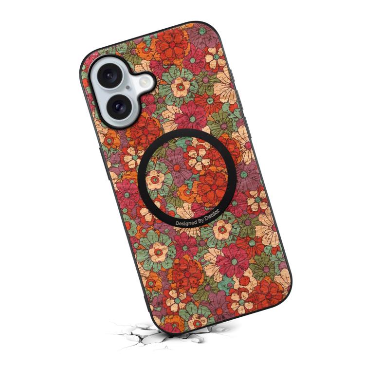 For iPhone 17 Denior A07 Flower Language Series Magnetic Vegan Leather Phone Case