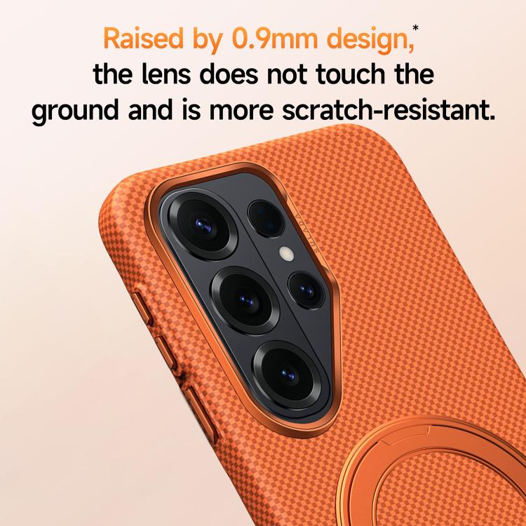 For Samsung Galaxy S26 5G SULADA Kevlar Grid Patterned Skin Feel Rotation Magnetic Holder Phone Case