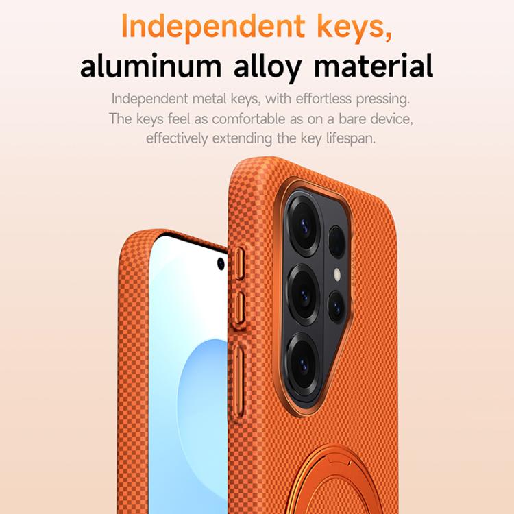 For Samsung Galaxy S26 5G SULADA Kevlar Grid Patterned Skin Feel Rotation Magnetic Holder Phone Case