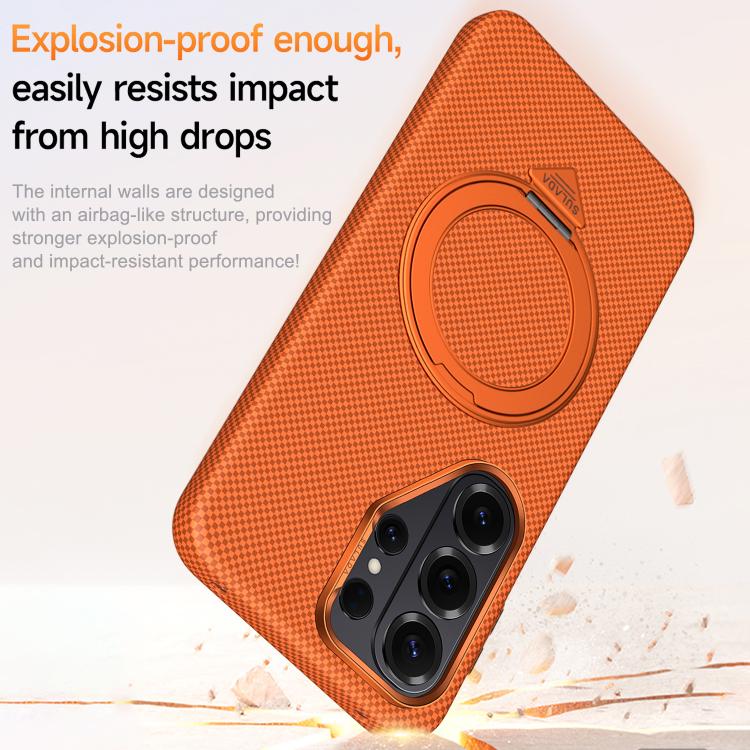 For Samsung Galaxy S26 5G SULADA Kevlar Grid Patterned Skin Feel Rotation Magnetic Holder Phone Case
