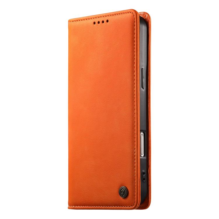 For Google Pixel 7a Dierfeng Metal Snap Magnetic RFID Vegan Leather Phone Case