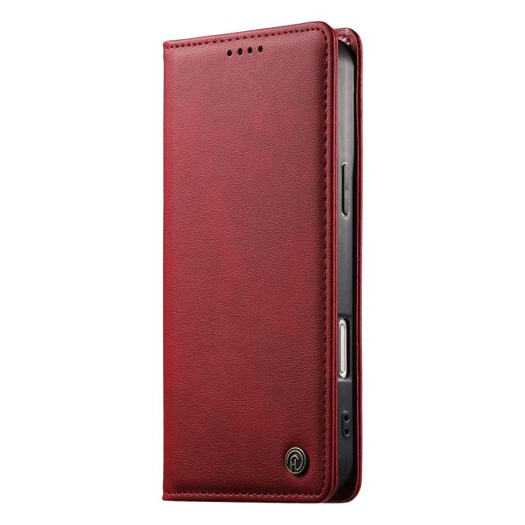 For Google Pixel 7a Dierfeng Metal Snap Magnetic RFID Vegan Leather Phone Case
