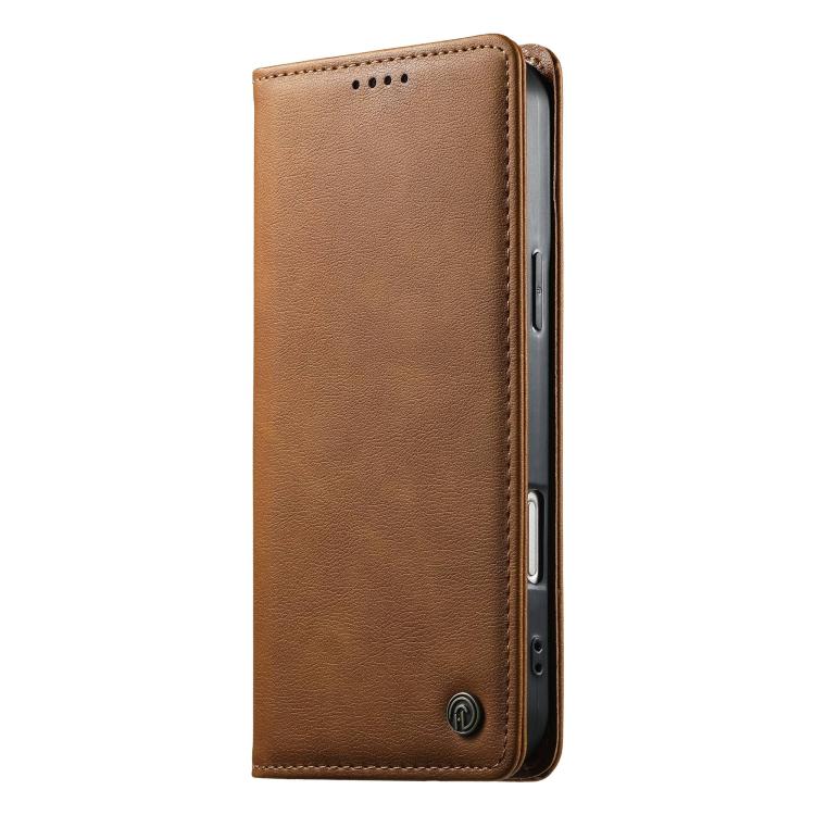 For Google Pixel 7 Dierfeng Metal Snap Magnetic RFID Vegan Leather Phone Case