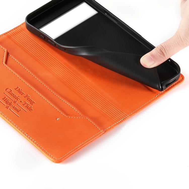 For Google Pixel 7 Pro Dierfeng Metal Snap Magnetic RFID Vegan Leather Phone Case