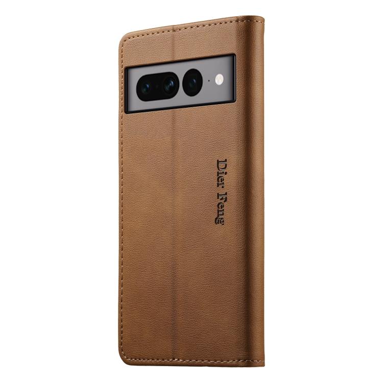 For Google Pixel 7 Pro Dierfeng Metal Snap Magnetic RFID Vegan Leather Phone Case