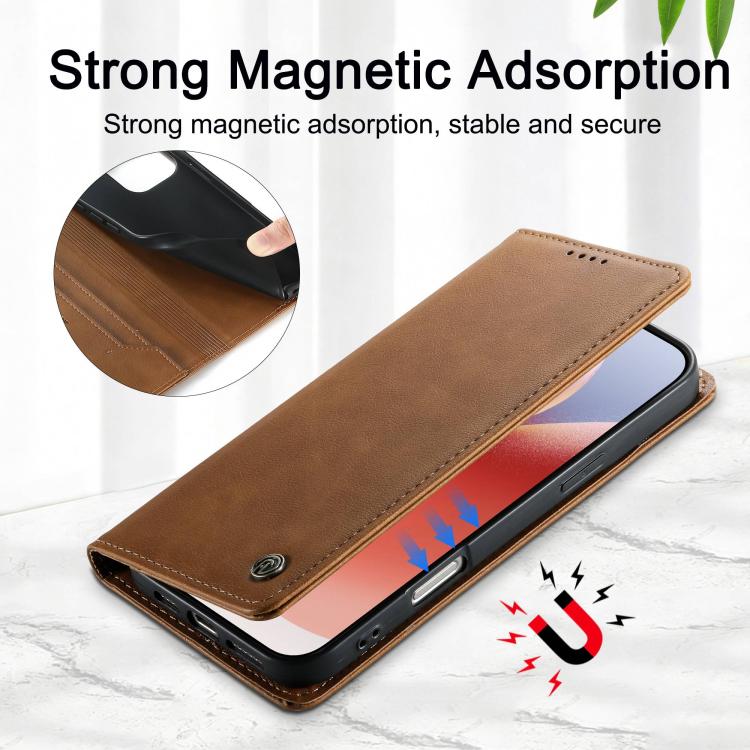 For Google Pixel 7 Pro Dierfeng Metal Snap Magnetic RFID Vegan Leather Phone Case