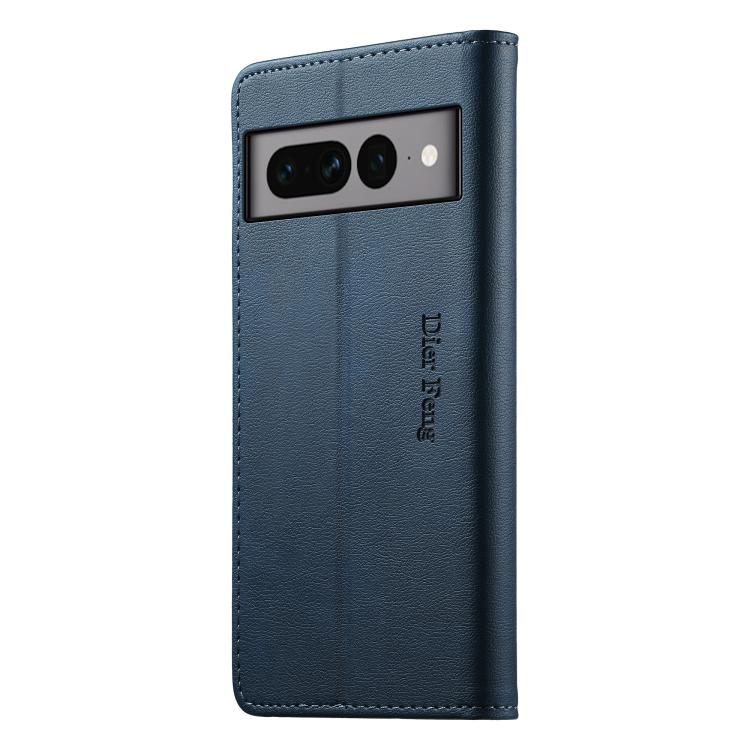 For Google Pixel 7 Pro Dierfeng Metal Snap Magnetic RFID Vegan Leather Phone Case