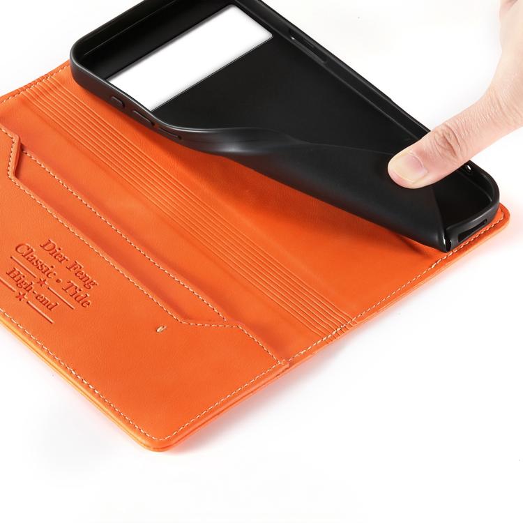 For Google Pixel 8 Pro Dierfeng Metal Snap Magnetic RFID Vegan Leather Phone Case