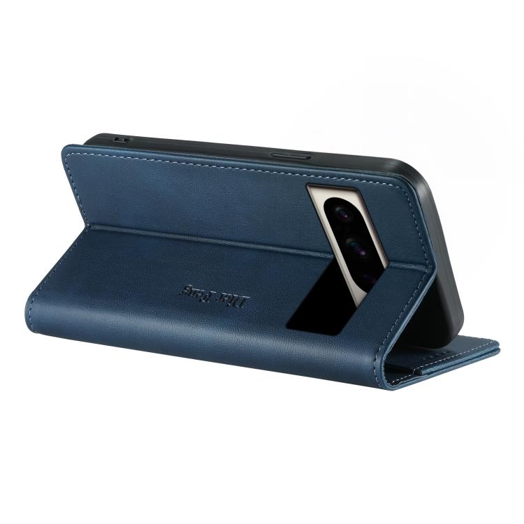 For Google Pixel 8 Pro Dierfeng Metal Snap Magnetic RFID Vegan Leather Phone Case