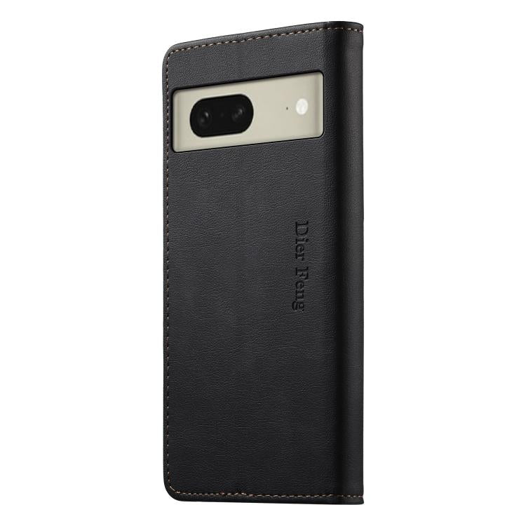 For Google Pixel 8 Dierfeng Metal Snap Magnetic RFID Vegan Leather Phone Case