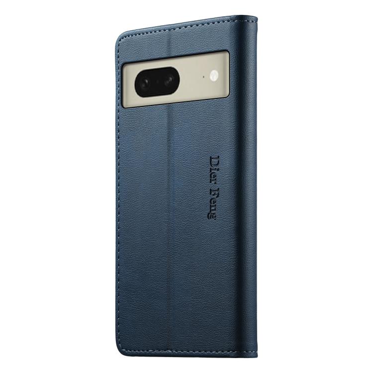 For Google Pixel 8 Dierfeng Metal Snap Magnetic RFID Vegan Leather Phone Case