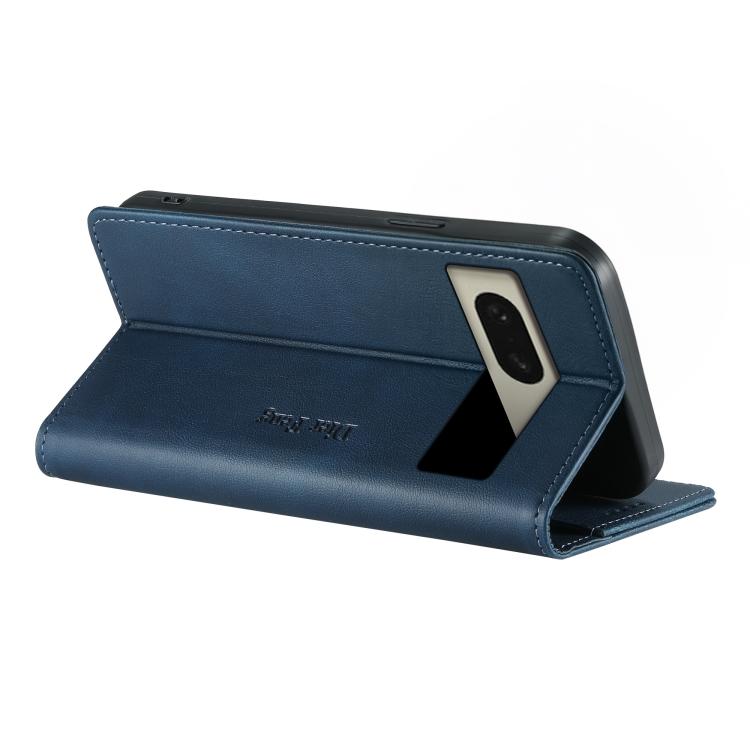 For Google Pixel 8 Dierfeng Metal Snap Magnetic RFID Vegan Leather Phone Case
