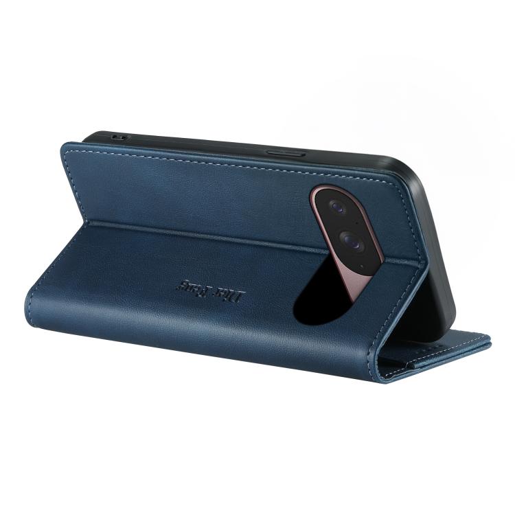 For Google Pixel 10 / 10 Pro / 9 / 9 Pro Dierfeng Metal Snap Magnetic RFID Vegan Leather Phone Case