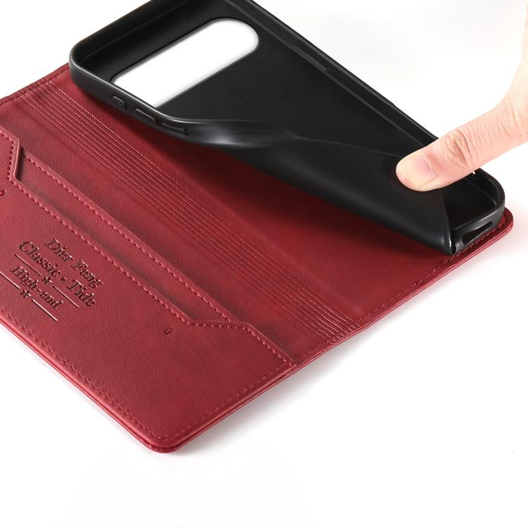 For Google Pixel 10 Pro XL / 9 Pro XL Dierfeng Metal Snap Magnetic RFID Vegan Leather Phone Case