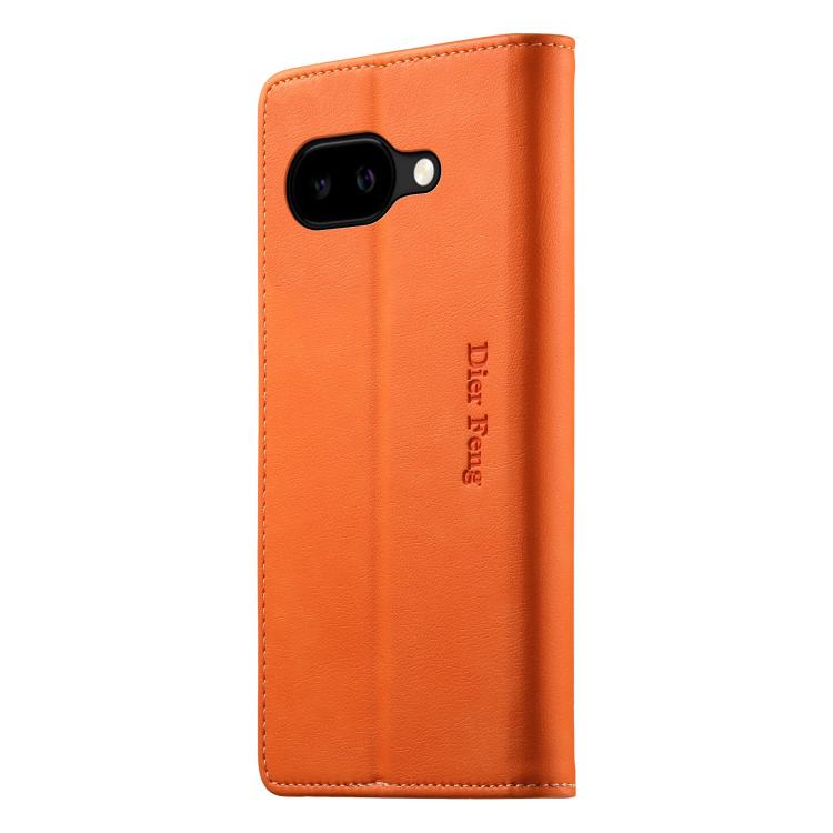 For Google Pixel 10a Dierfeng Metal Snap Magnetic RFID Vegan Leather Phone Case
