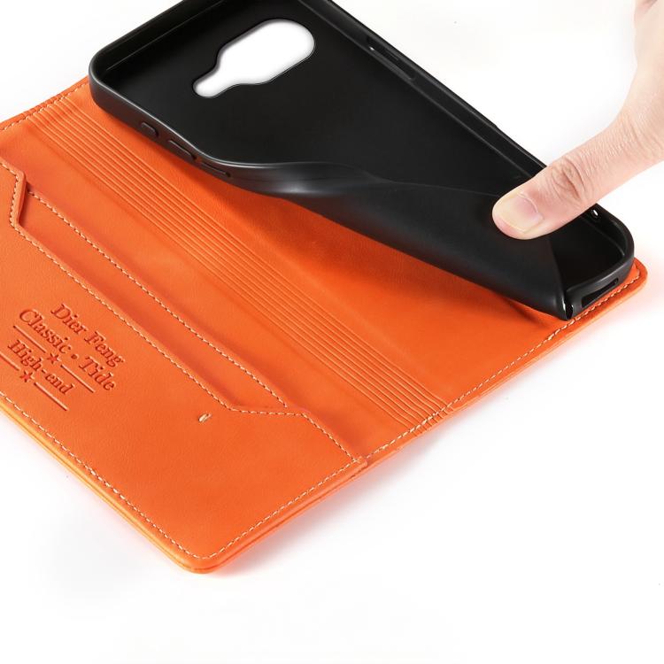 For Google Pixel 10a Dierfeng Metal Snap Magnetic RFID Vegan Leather Phone Case
