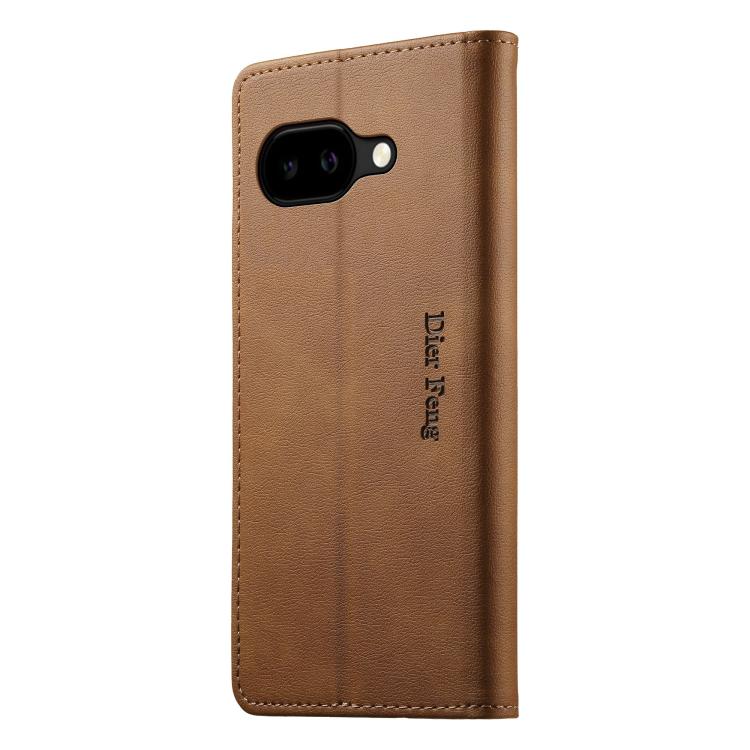 For Google Pixel 10a Dierfeng Metal Snap Magnetic RFID Vegan Leather Phone Case
