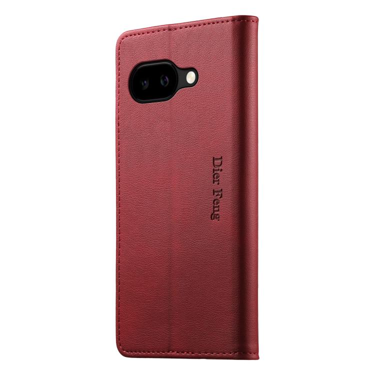 For Google Pixel 10a Dierfeng Metal Snap Magnetic RFID Vegan Leather Phone Case