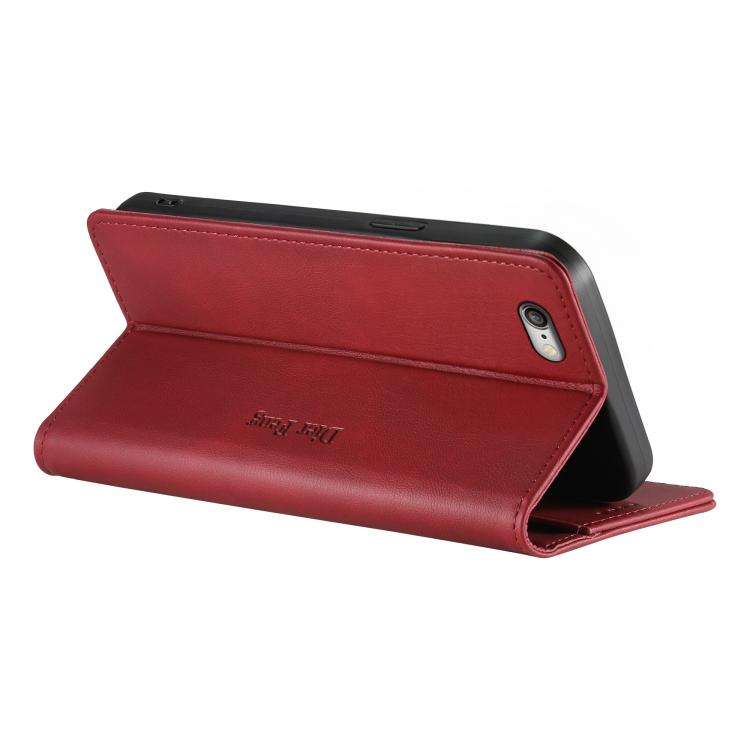 For iPhone 17e / 16e Dierfeng Metal Snap Magnetic RFID Vegan Leather Phone Case