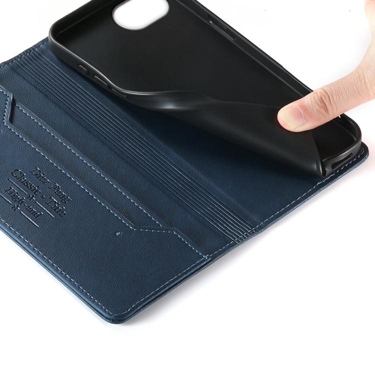 For iPhone 17e / 16e Dierfeng Metal Snap Magnetic RFID Vegan Leather Phone Case