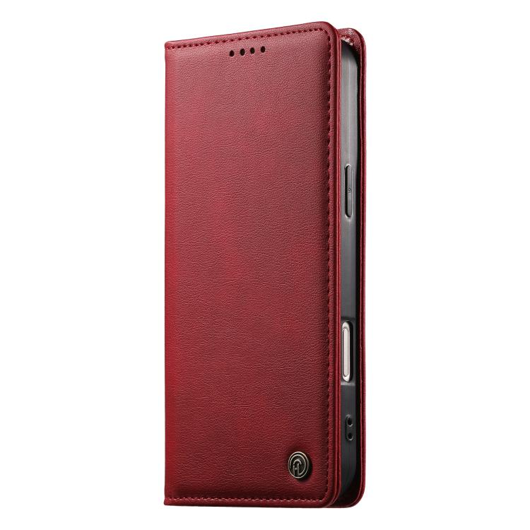 For iPhone 17 Pro Max Dierfeng Metal Snap Magnetic RFID Vegan Leather Phone Case