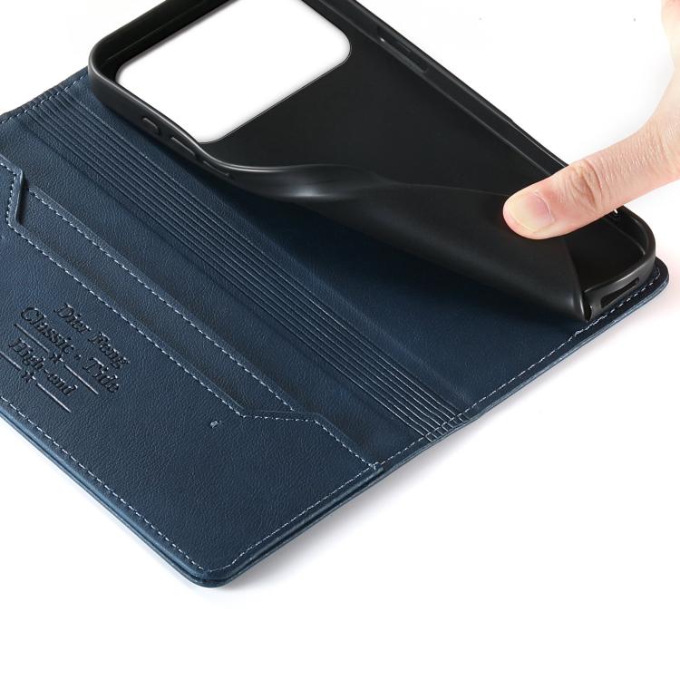For iPhone 17 Pro Max Dierfeng Metal Snap Magnetic RFID Vegan Leather Phone Case
