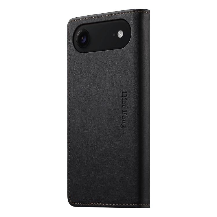 For iPhone Air Dierfeng Metal Snap Magnetic RFID Vegan Leather Phone Case