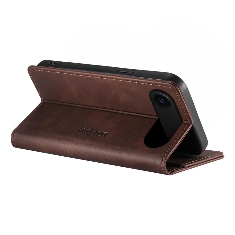 For iPhone Air Dierfeng Metal Snap Magnetic RFID Vegan Leather Phone Case