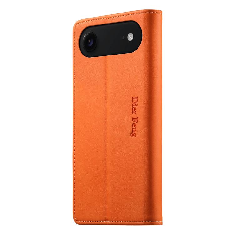 For iPhone Air Dierfeng Metal Snap Magnetic RFID Vegan Leather Phone Case