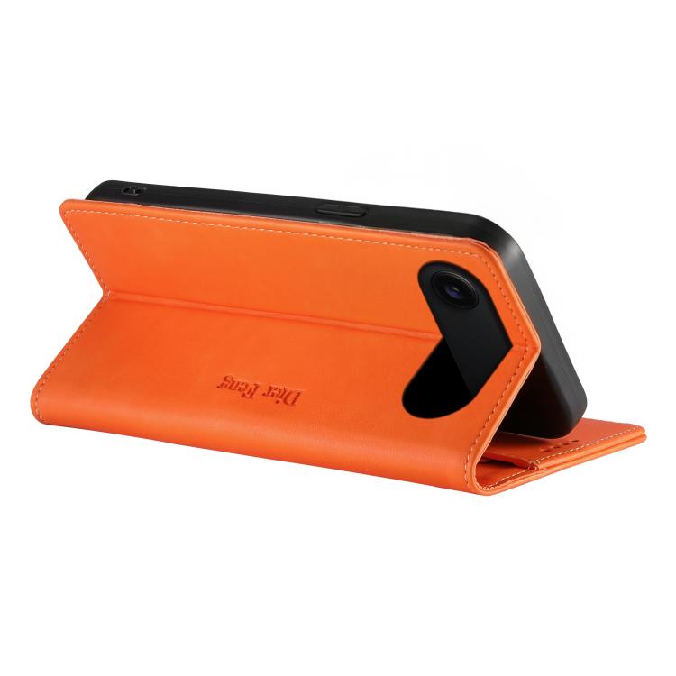 For iPhone Air Dierfeng Metal Snap Magnetic RFID Vegan Leather Phone Case