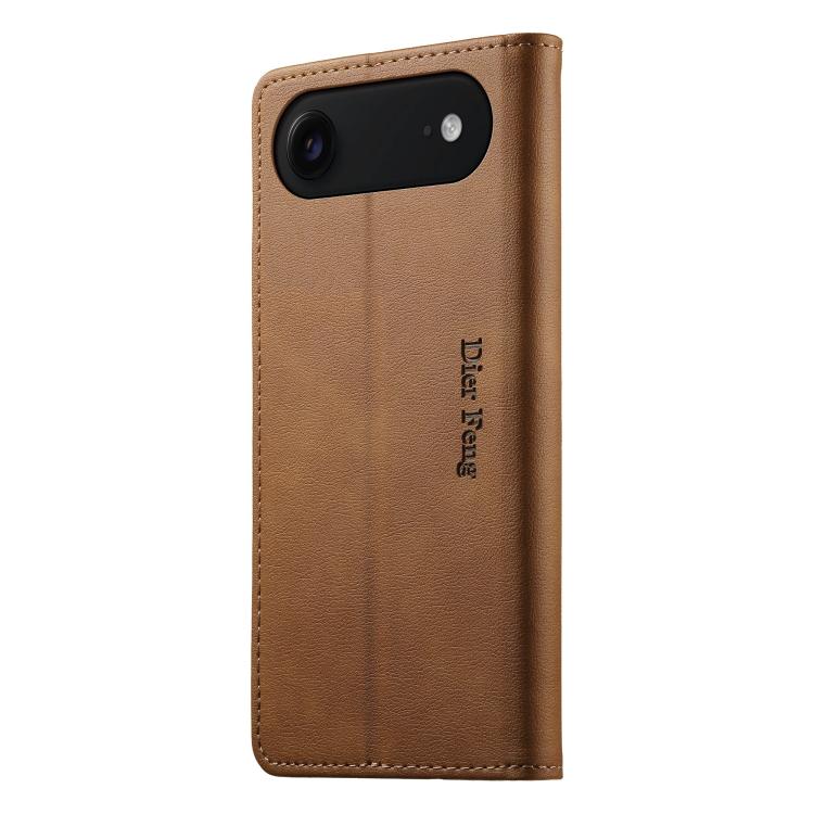 For iPhone Air Dierfeng Metal Snap Magnetic RFID Vegan Leather Phone Case